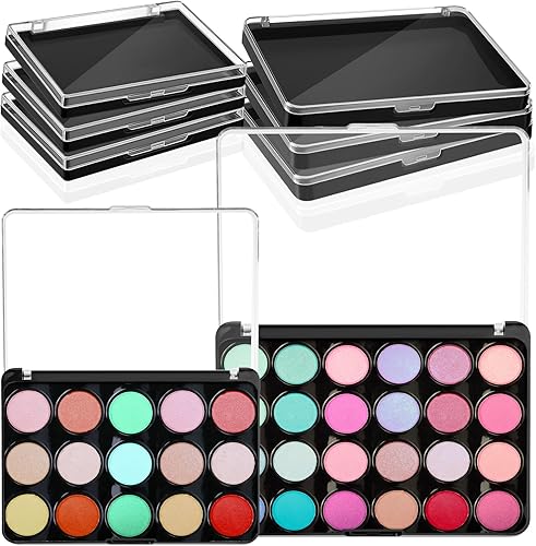 Ziliny 6 paletas de maquillaje magnéticas vacías con parte superior transparente, bandeja de maquillaje de viaje, bandeja de sombra de ojos, caja de