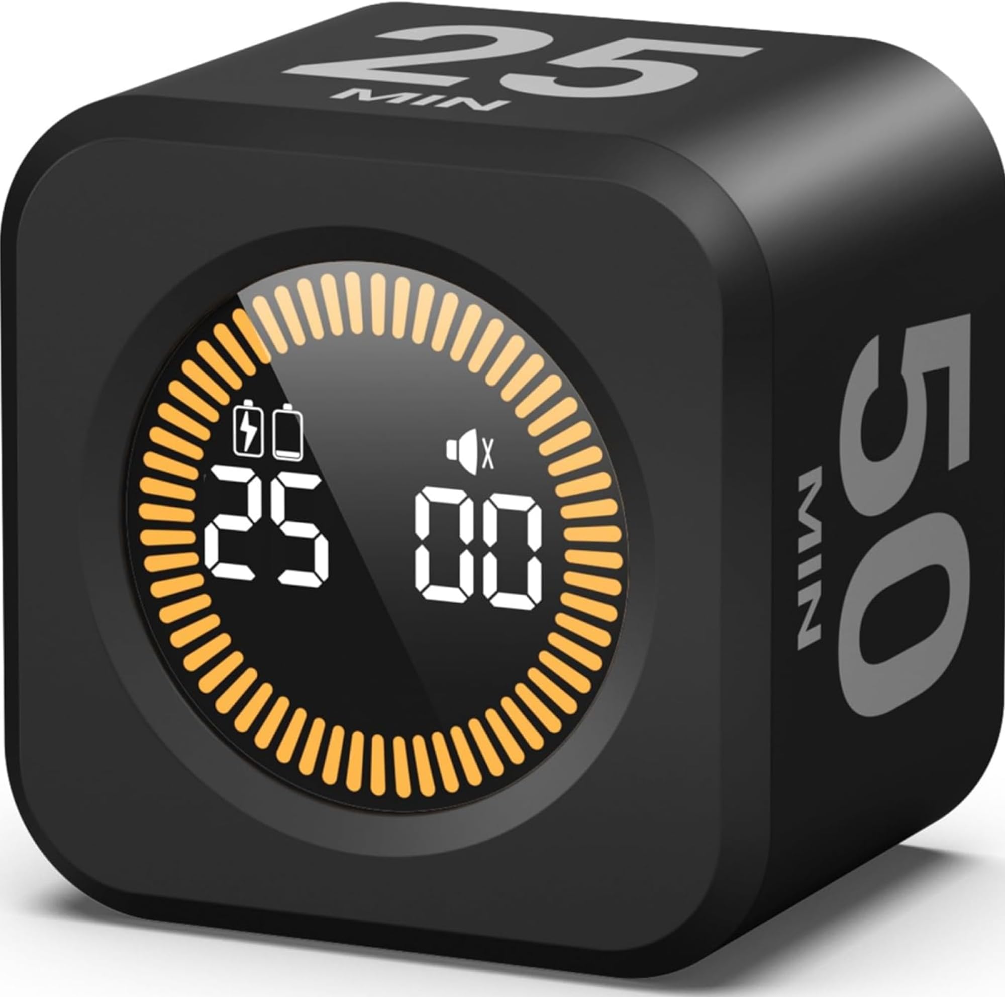 2 Pack - KADAMS Pomodoro Cube Timer Productivity Visual Timer - 5/10/25/50 Min Rotating Countdown (2, Black)