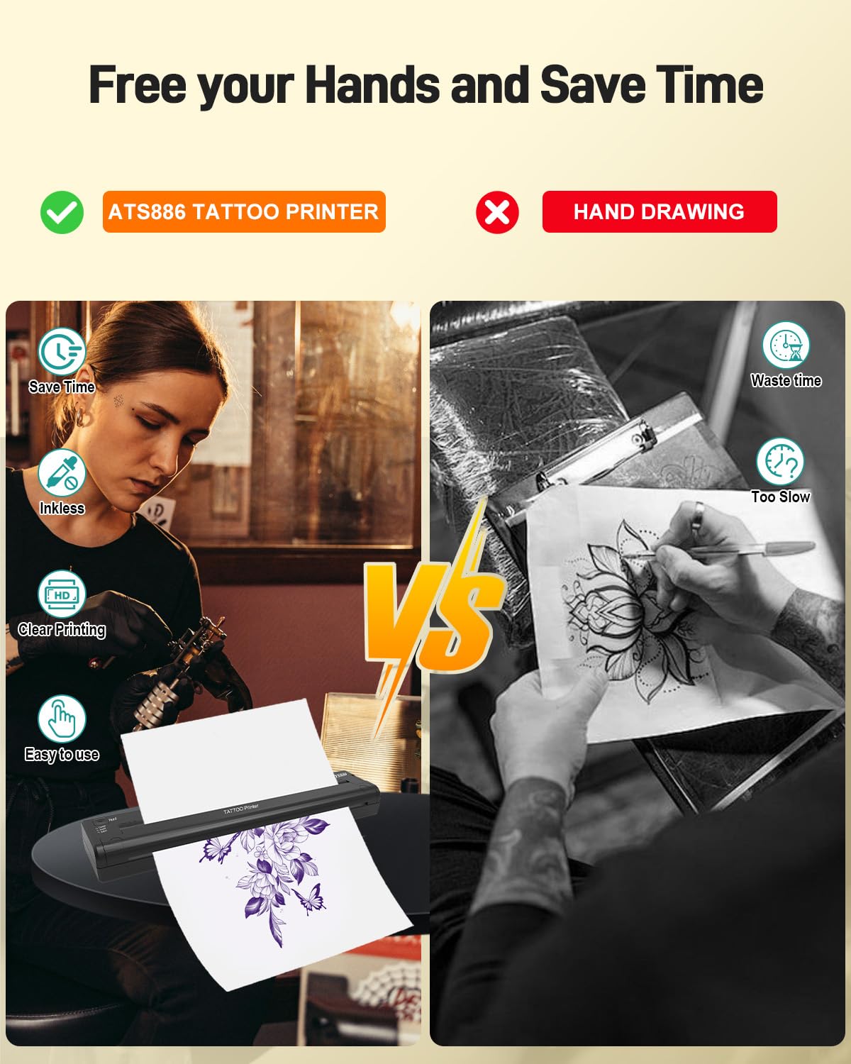 YILONG Tattoo Stencil Printer, Bluetooth Thermal Transfe Machine