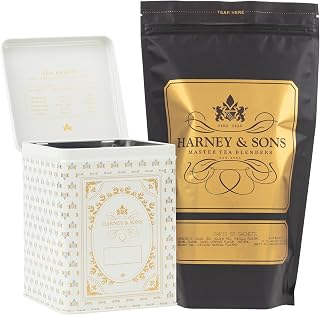Harney & Sons Paris Tea & Cream Tea Canister, 50ct sachet & Storage Tin Set