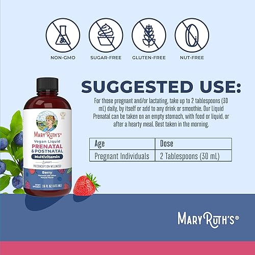 Miniatura 3 de MaryRuth's Vitaminas posnatales y prenatales para mujer, sin azúcar, multivitamínico para mujer para antes de la concepción, embarazo y lactancia,