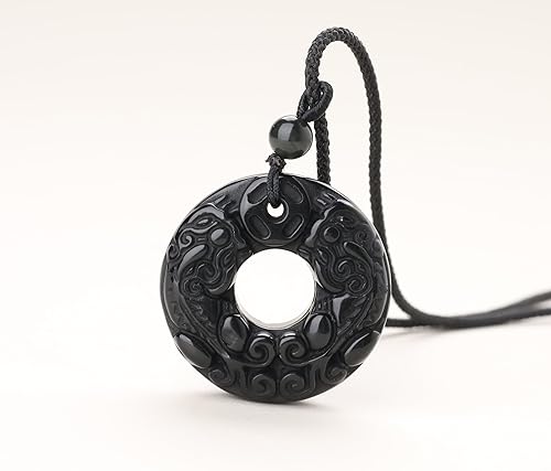 Miniatura 6 de COAI Collar con colgante de riqueza Pixiu Pi Yao de piedra de obsidiana