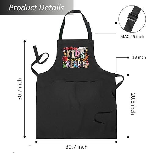 Miniatura 6 de Delantales de almuerzo para dama con bolsillos, regalos de almuerzo, regalos para trabajadores de cafetería, delantal ajustable para almuerzo