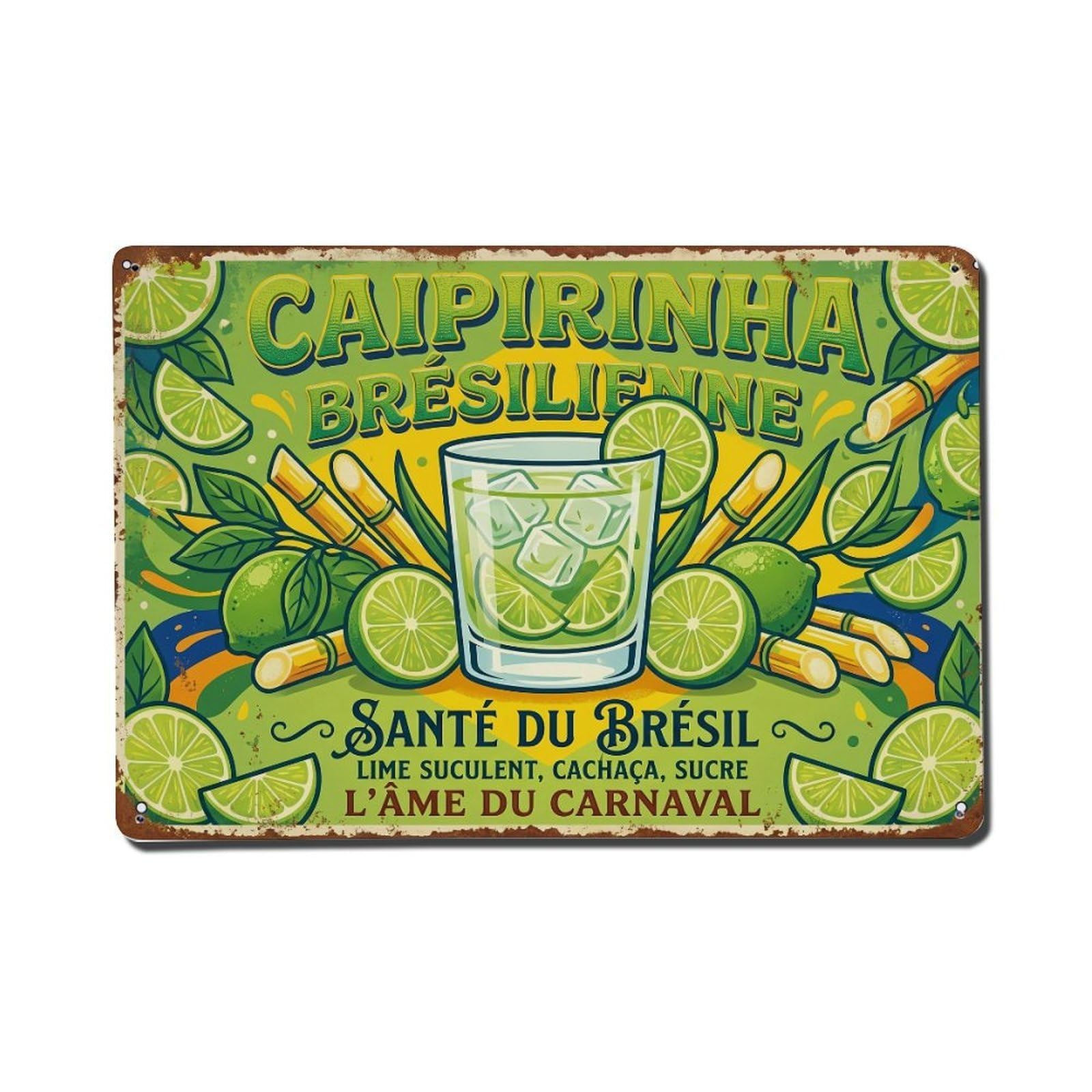 Caipirinha Social Occasion Metal Tin Sign Plaque Wall Decor for Cafe, Club Bar, Office, Home Garden Metal Poster 8x12Inch
