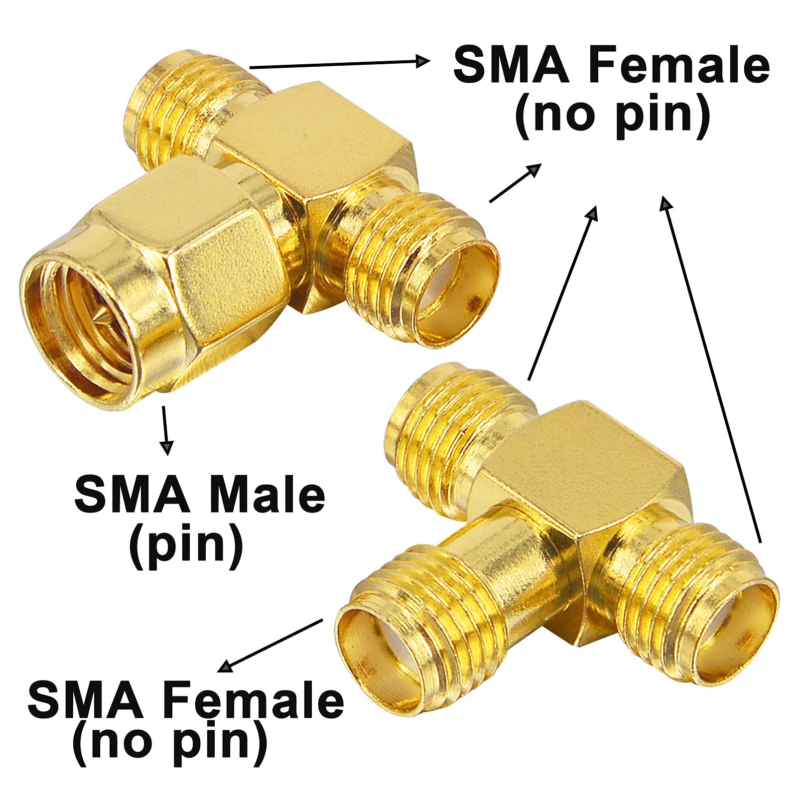 BOOBRIE 4x SMA-Stecker Auf Dual-SMA Splitter – 3-Wege T-Adapter, 50 Ohm, Für WiFi-Antenne