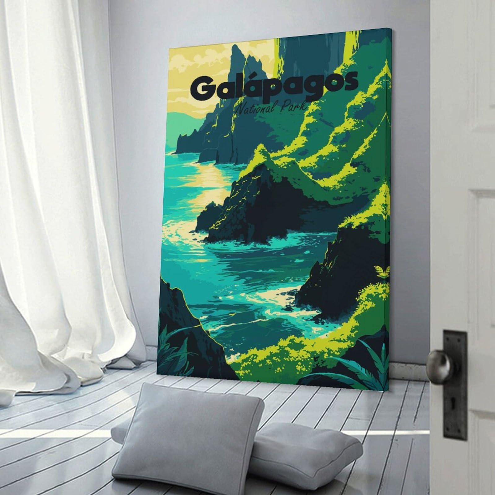 Junmoney Canvas Wall Decor Galapagos National Park Travel, 24x36inch(60x90cm), for Bedroom Decor, Cosy Corners Or Studios, Decorative Wall Art for Cosy Rooms
