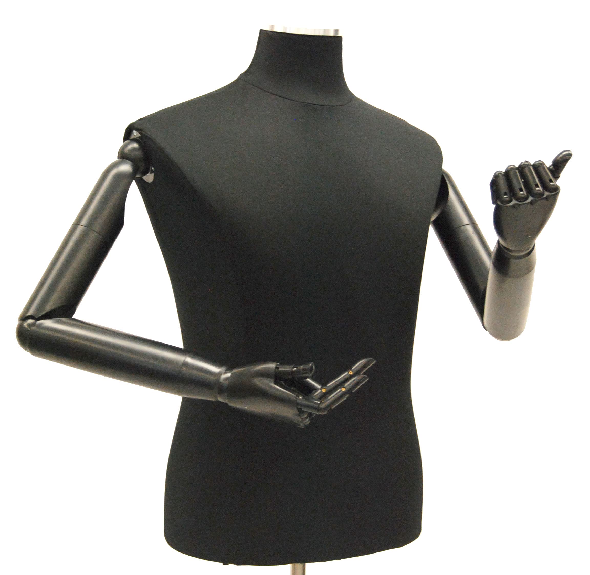 (JF-33M02ARM+BS-WB02T) ROXYDISPLAY Display Male Body Form with arms & Cast Iron Black Caster Base