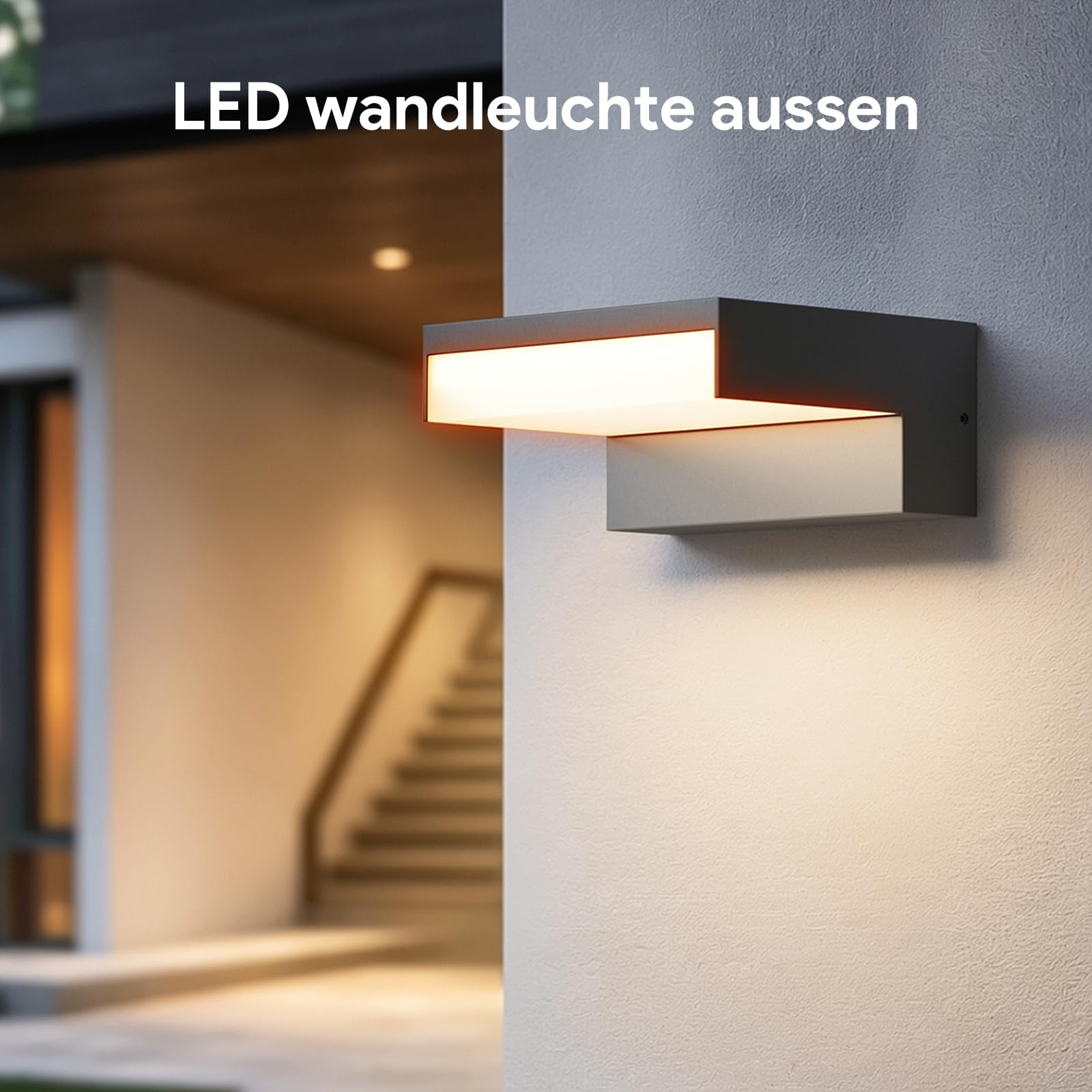 Klighten 24W Außenwandleuchte LED Innen Außen Wandleuchte,Warmweiß 2700K Wandlampe,Außenlampe für Garten,Terrasse und Eingang,IP65 Aussenleuchte,PC + Aluminium,Anthrazit