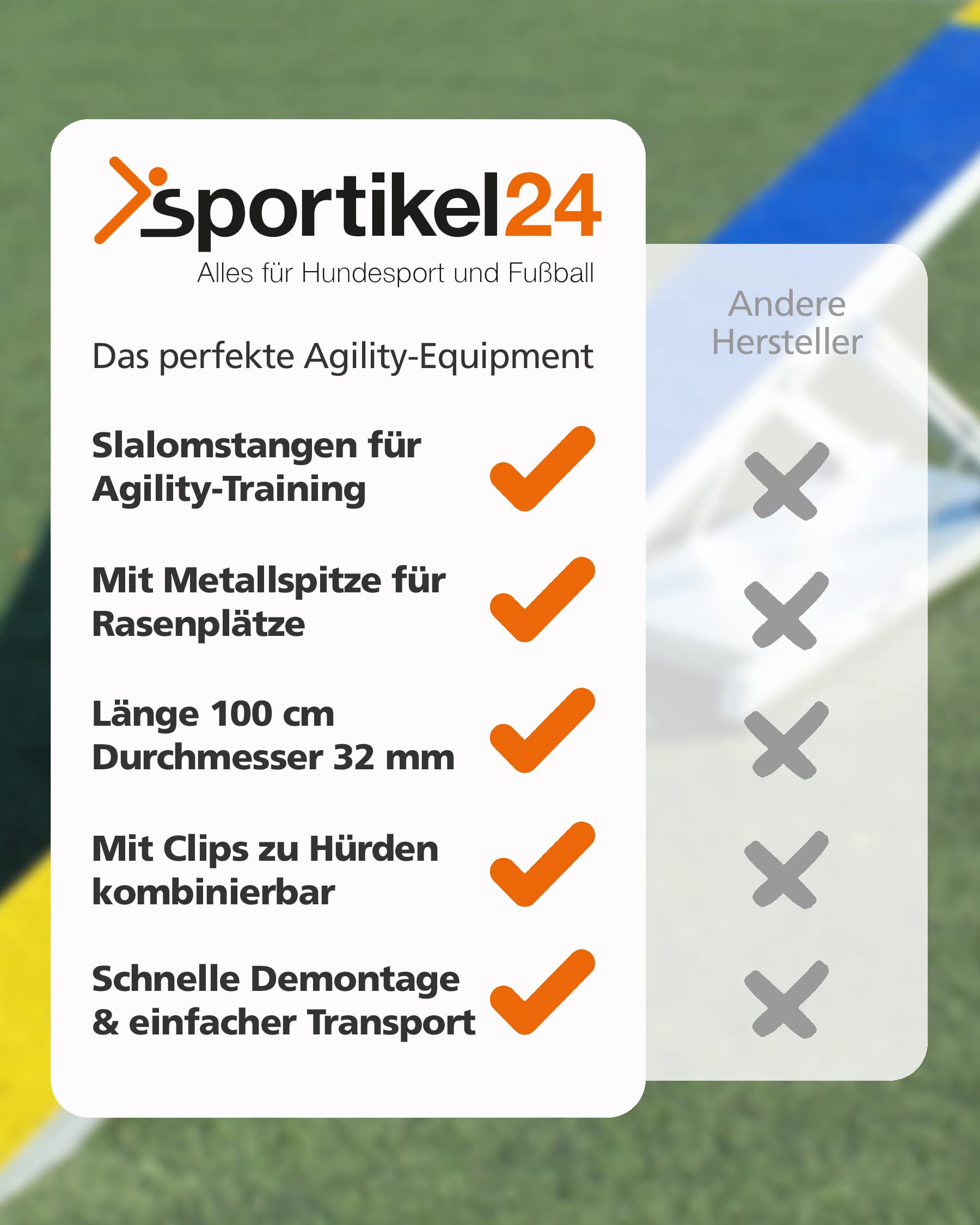 Barres de slalom 100 cm, ø 32 mm - Lot de 5 - Barres d'entraînement avec pointe en métal - pour entraînement d'agilité et de coordination - pour football et sport canin (Rouge)
