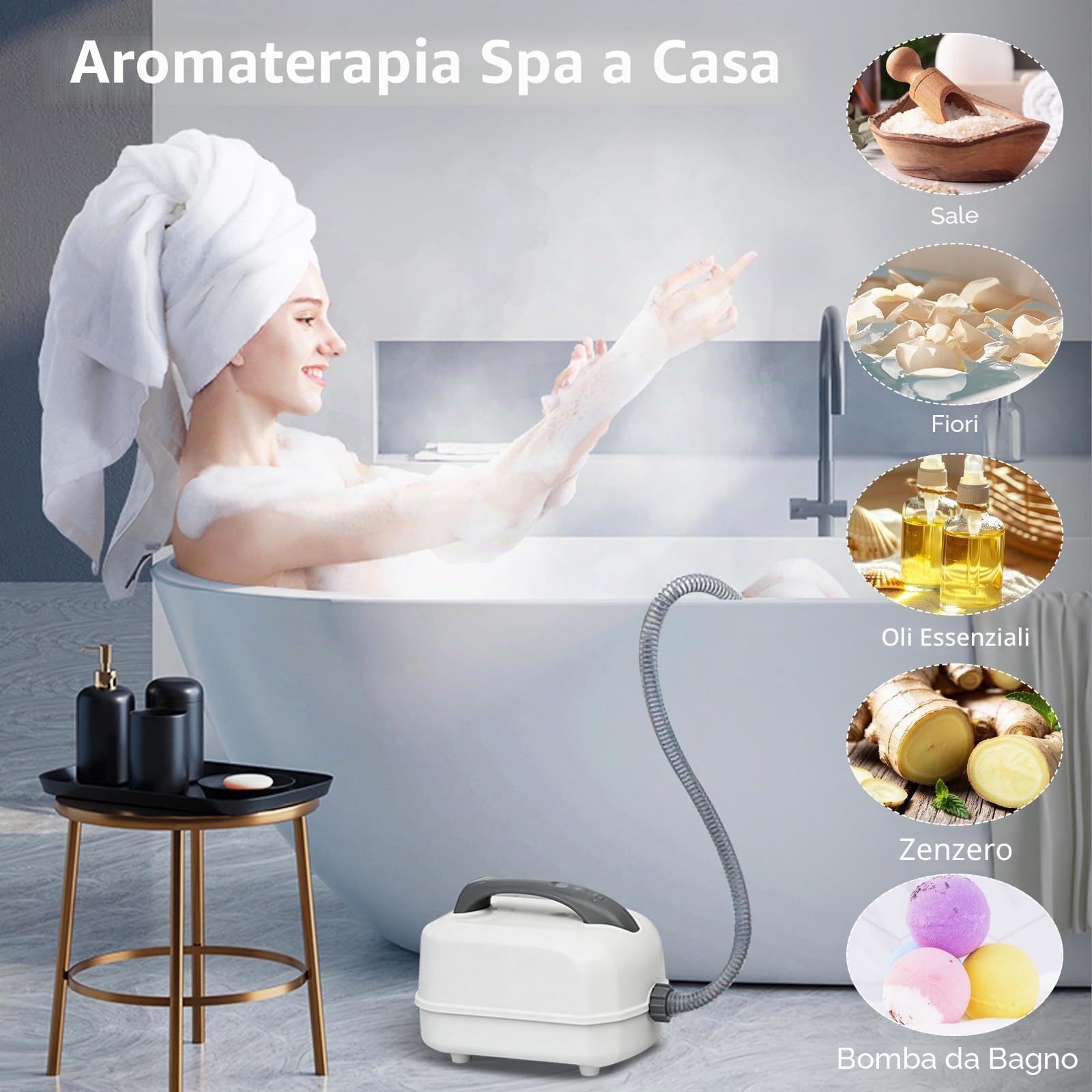 Idromassaggio per Vasca da Bagno, Tappetino Idromassaggio Tappetino SPA ad Aria con Illuminazione LED Multicolore 6 Livelli di Intensità 93 Ugelli e Cuscino Accessorio per Spa Domestica