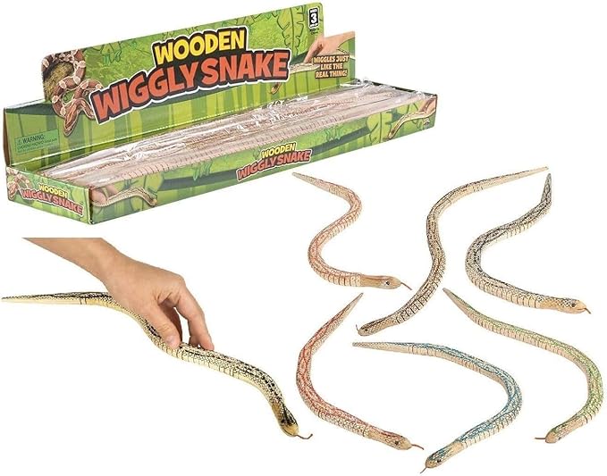 4 NEW WOODEN WIGGLE SNAKES WOOD SNAKE PRETEND CLASSIC TOY 20" SIZE Toys