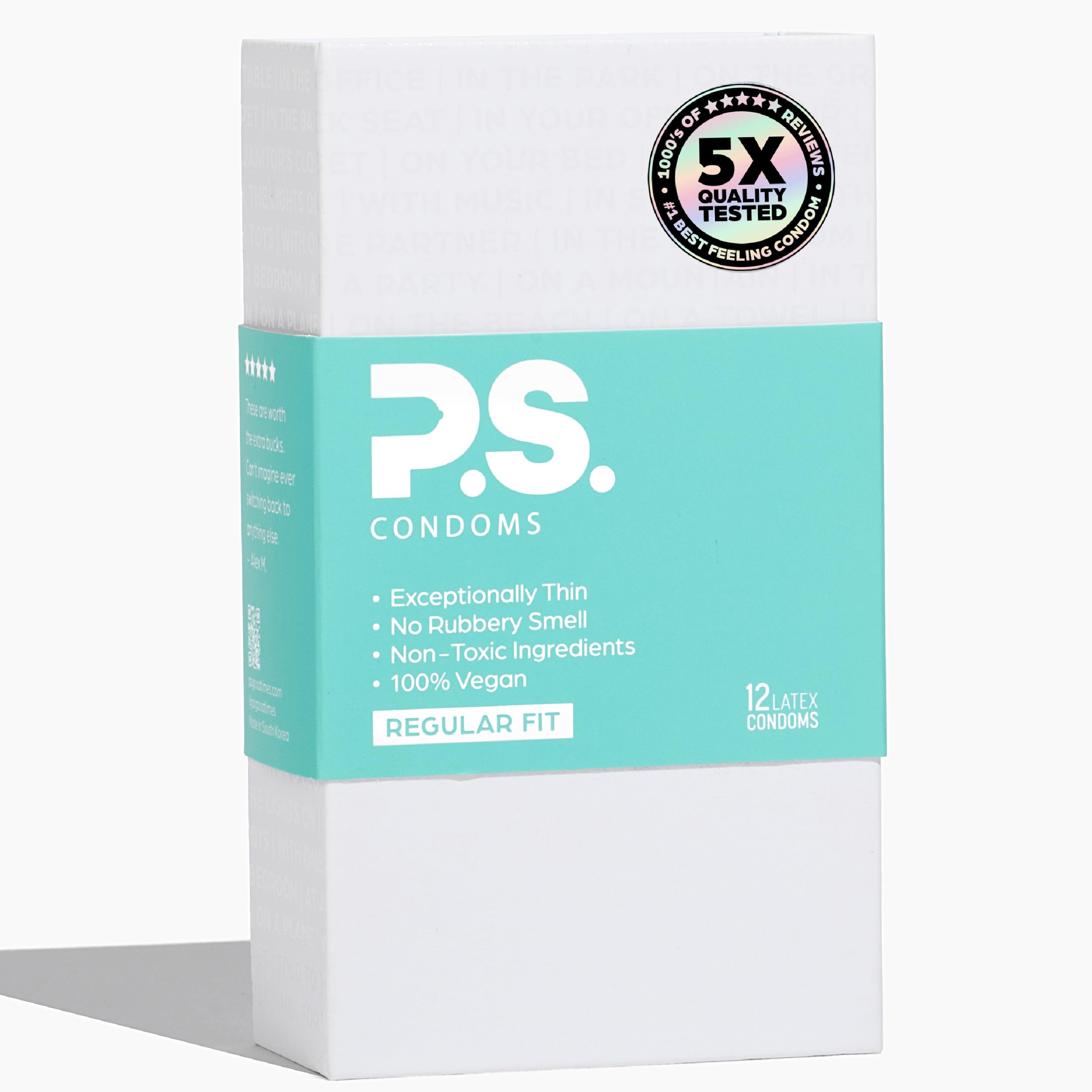 PS Condoms Exceptionally Thin Latex Condoms, Clean &amp; Odorless, 12 Pack