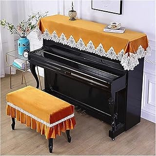 Piano cover,Piano Cover Cloth,dust Cover,Piano Piano Cover for Standard Upright Piano, Electronic Piano Cover Upright Top Cover Dustproof Cover (Blue Double chair cover) ( Color : Geel , Size : Single
