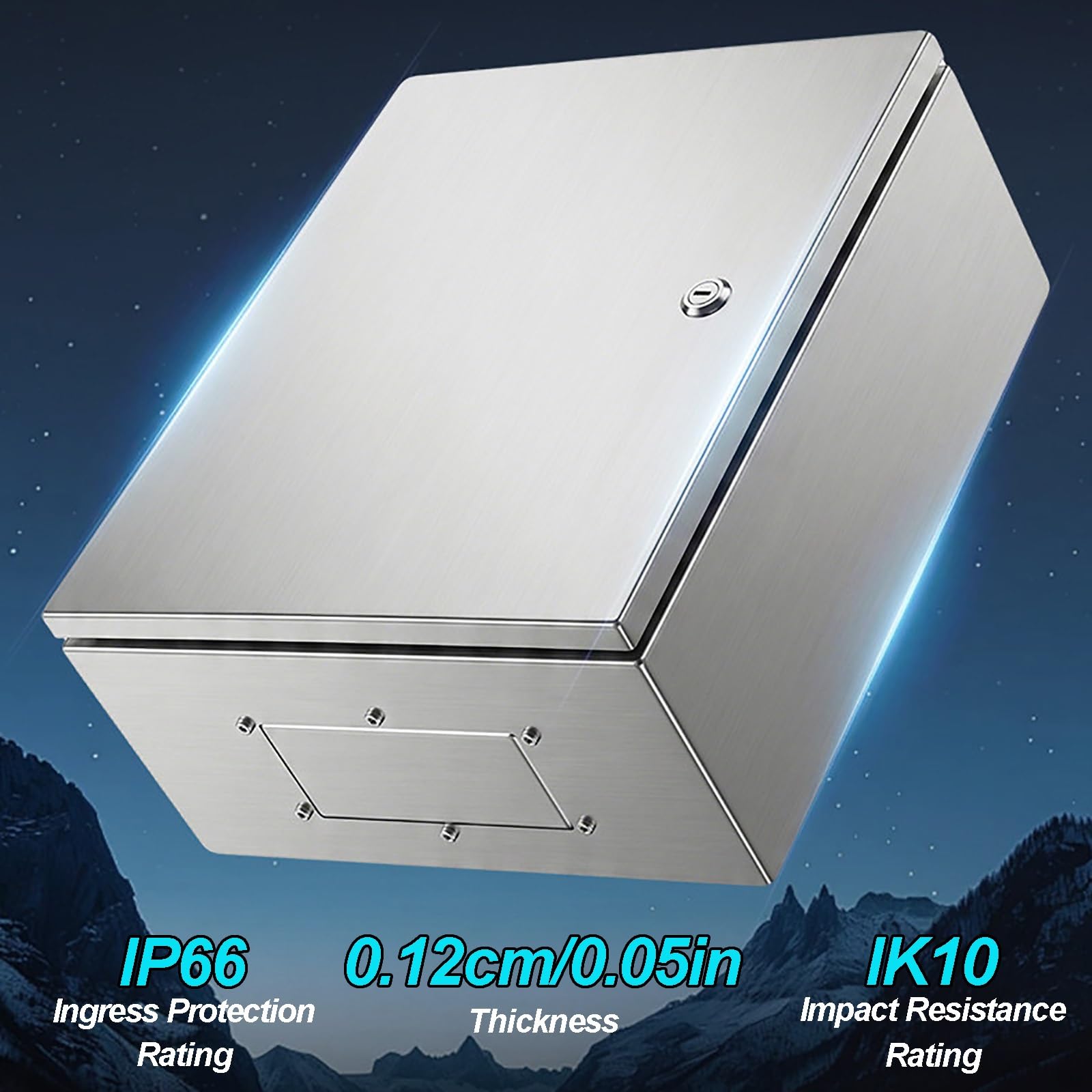 Armario Electrico, Caja Estanca Exterior Electricas Resistente a la Intemperie, Cuadro Electrico Superficie Acero Inoxidable 304, IP66, Accesorios Completos(20x20x15 cm/8x8x6 in)