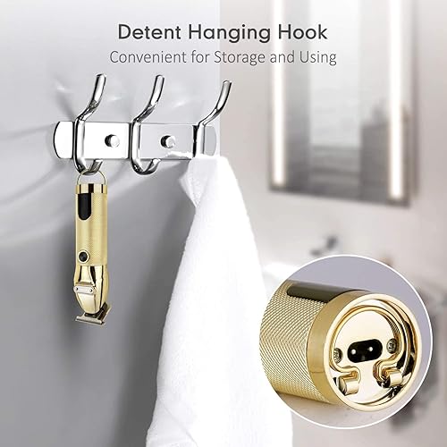 Miniatura 7 de Professional Hair Trimmer Cordless Outlining Trimmer T Liners Clippers for Men Rechargeable LED Display Zero Gapped Trimmers for Barbers（Gold