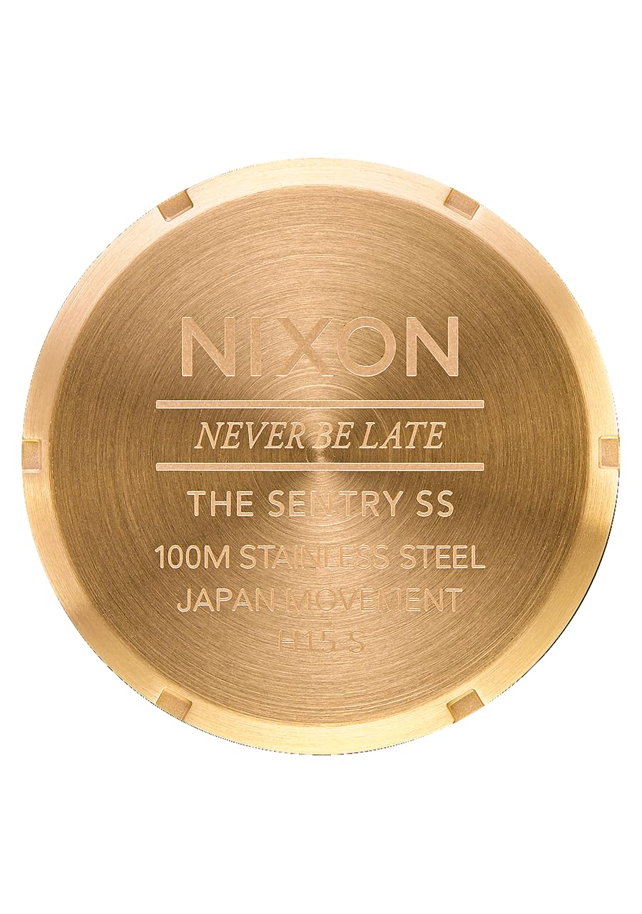 NIXON Montre Homme Quartz- Affichage Analogique Bracelet Acier Inoxydable Or et Cadran Vert A356-1919-00