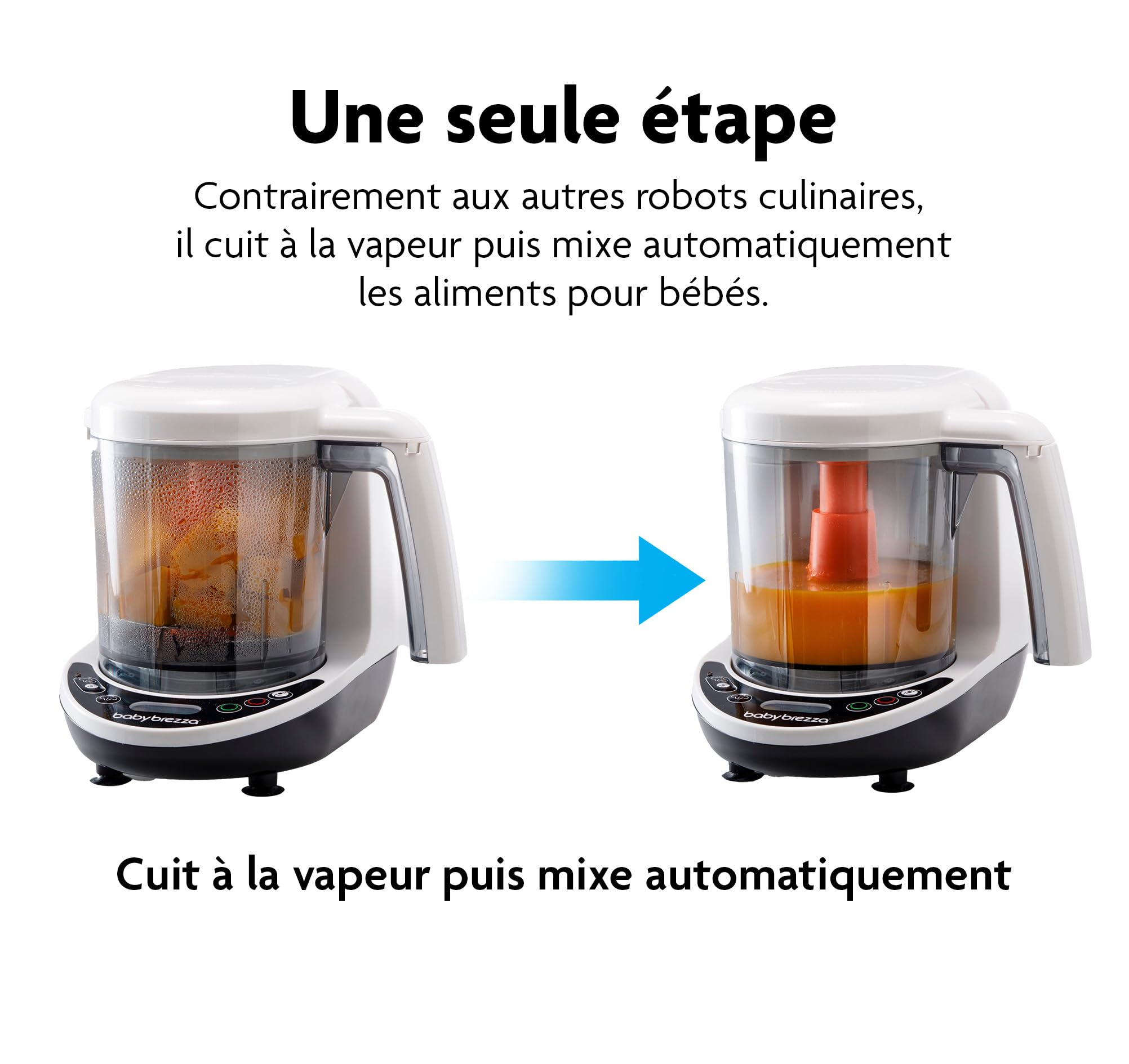 Baby brezza - Food Maker Deluxe - Robot cuisine Multifonction Bébé - Chauffe à la Vapeur Et Mixe Les Aliments par Simple Pression d'un Bouton