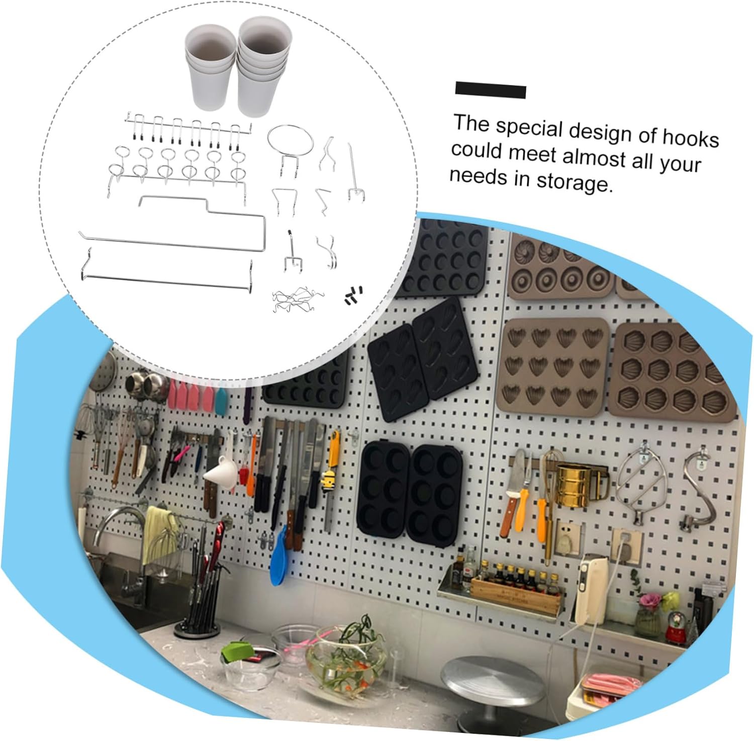 Ciieeo Pegboard Organizers Kit Hooks Holder Wall Organizer Accessories for Tool Hanging Craft Garage Storage