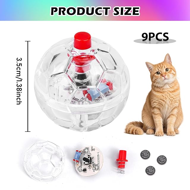 Foto 2 de 7 de 9 bolas de movimiento de caza fantasmas, bolas de movimiento para gatos con luz LED, juguete para gatos