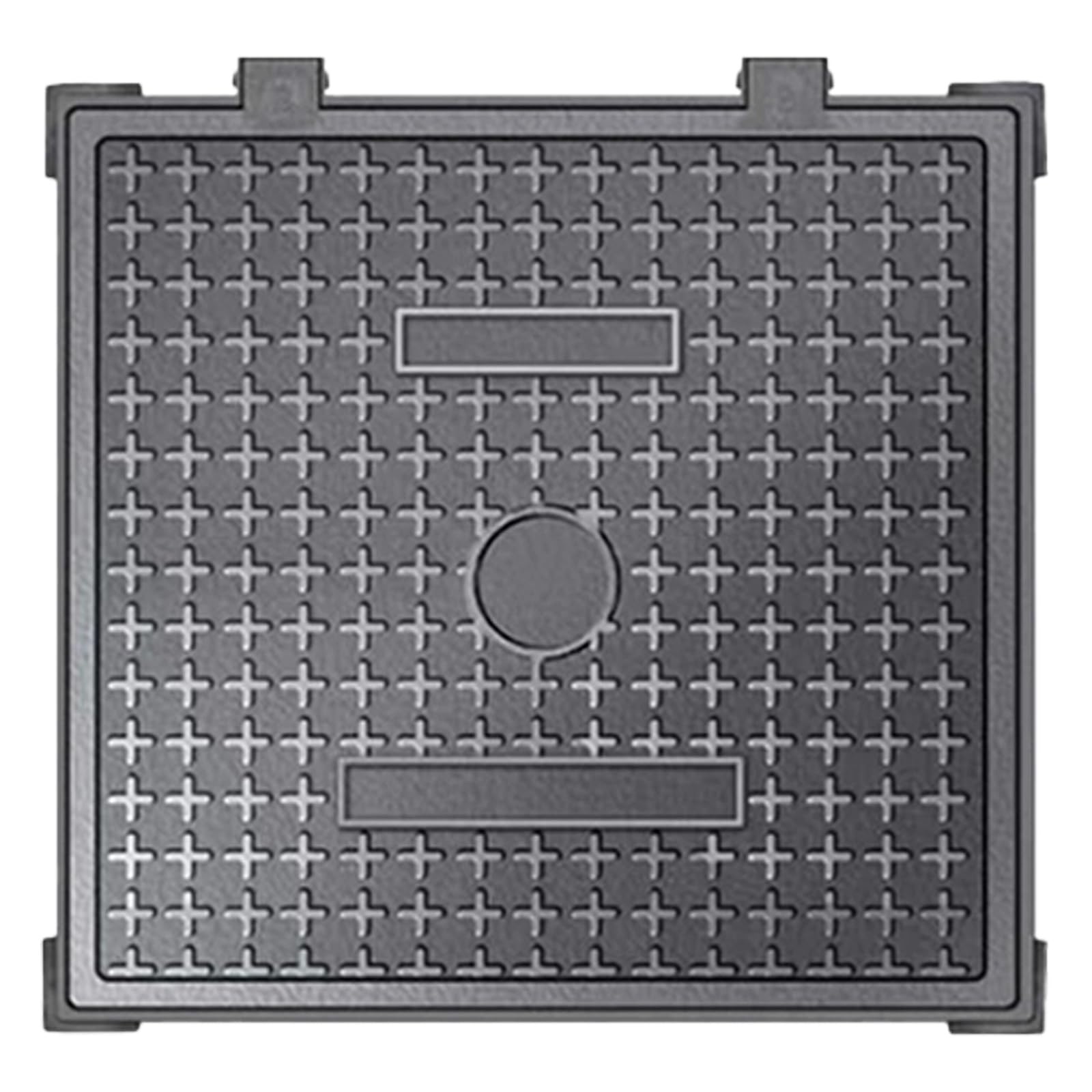 Tapa para Tanque Séptico de Hierro Fundido con Base, Tapa Cuadrada Arqueta, Antideslizante y Reforzada, Patios y Aceras(60x60cm/24x24in)