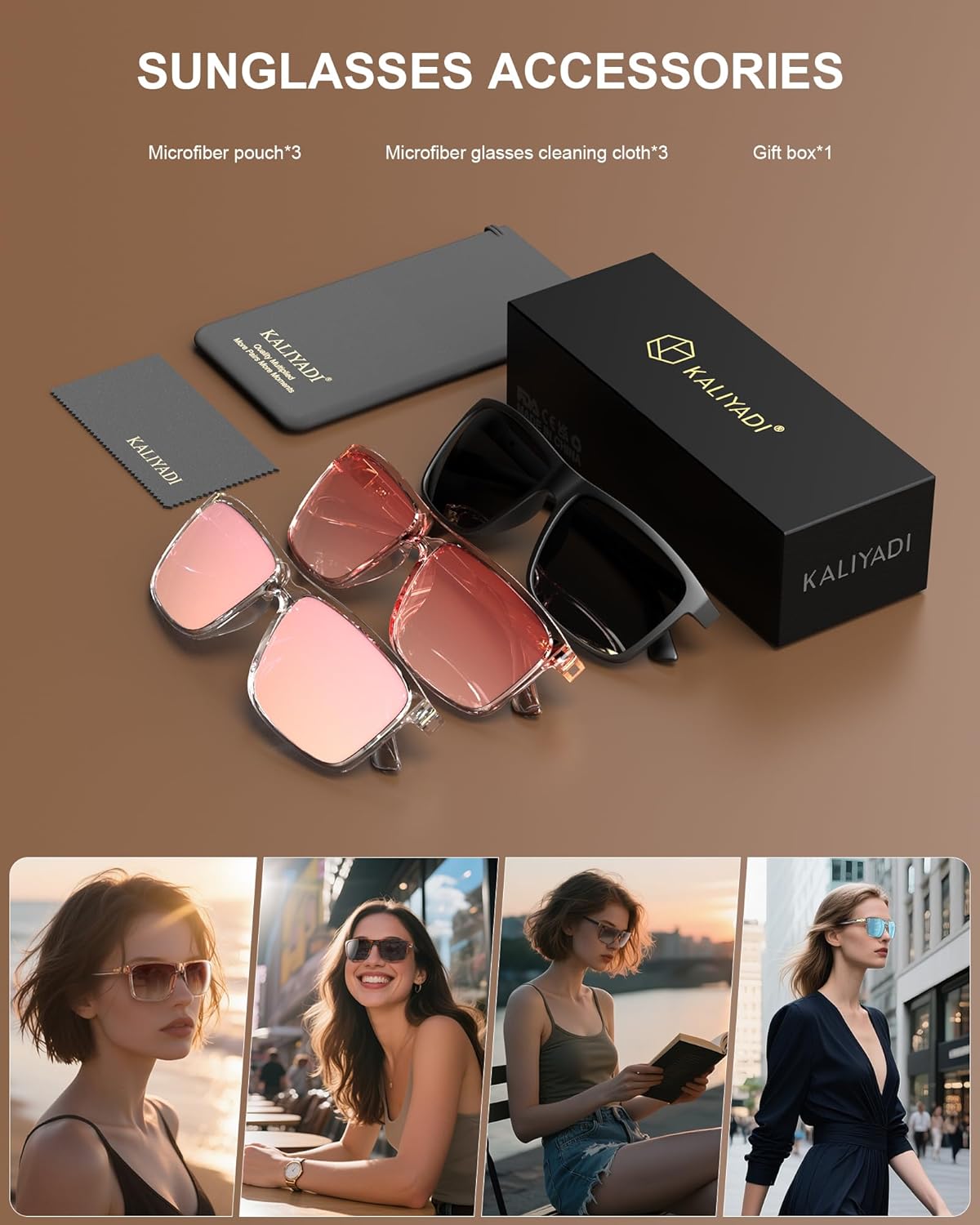 KALIYADI Polarized Sunglasses for Men and Women, Mens Sun Glasses with UV400 Protection for Driving Fishing Golf (3 Packs) - Image 6