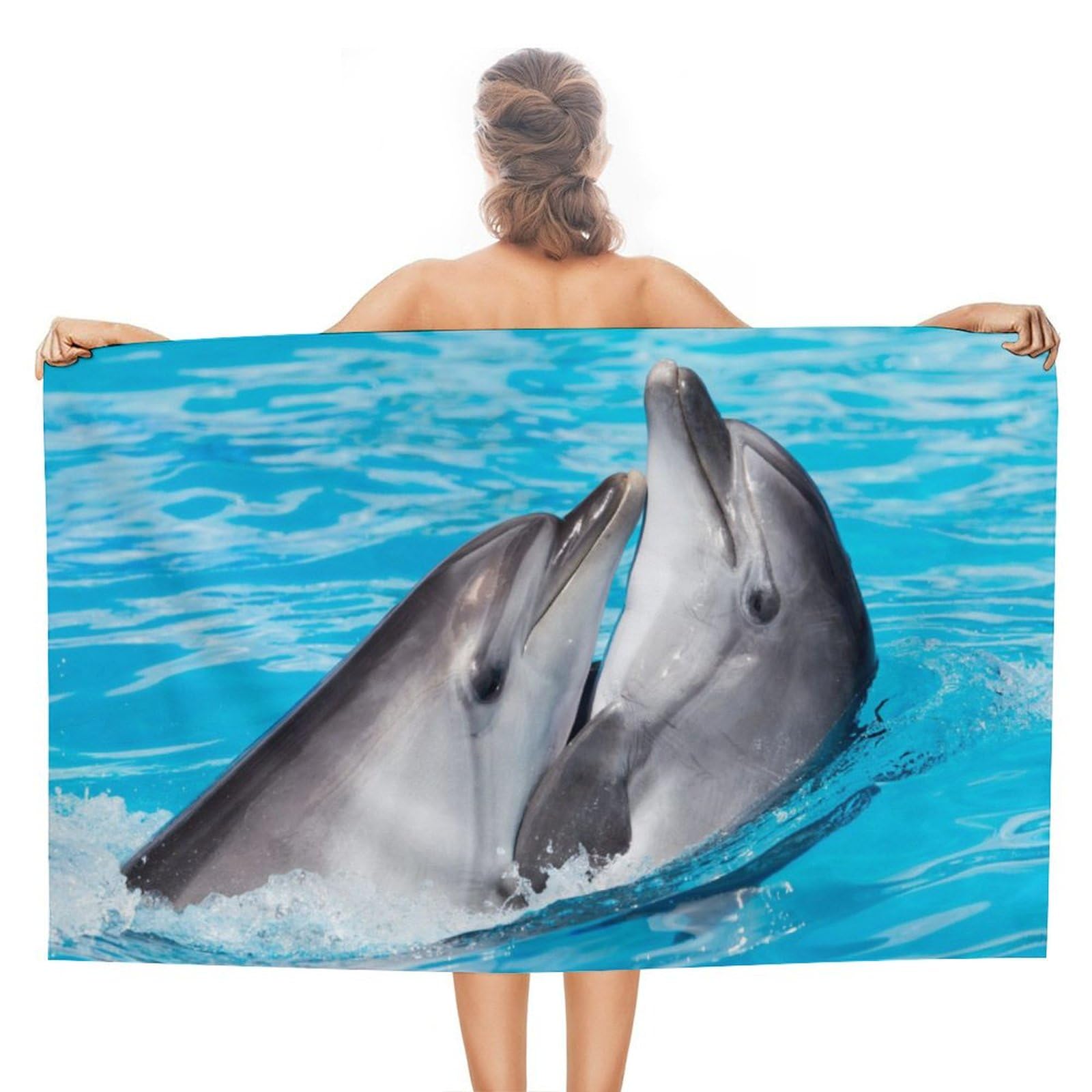 LWORZIIB Beach Towel, Playful Dolphins Bath Towel, Absorbent Towel for Swimming, Sports, Travel