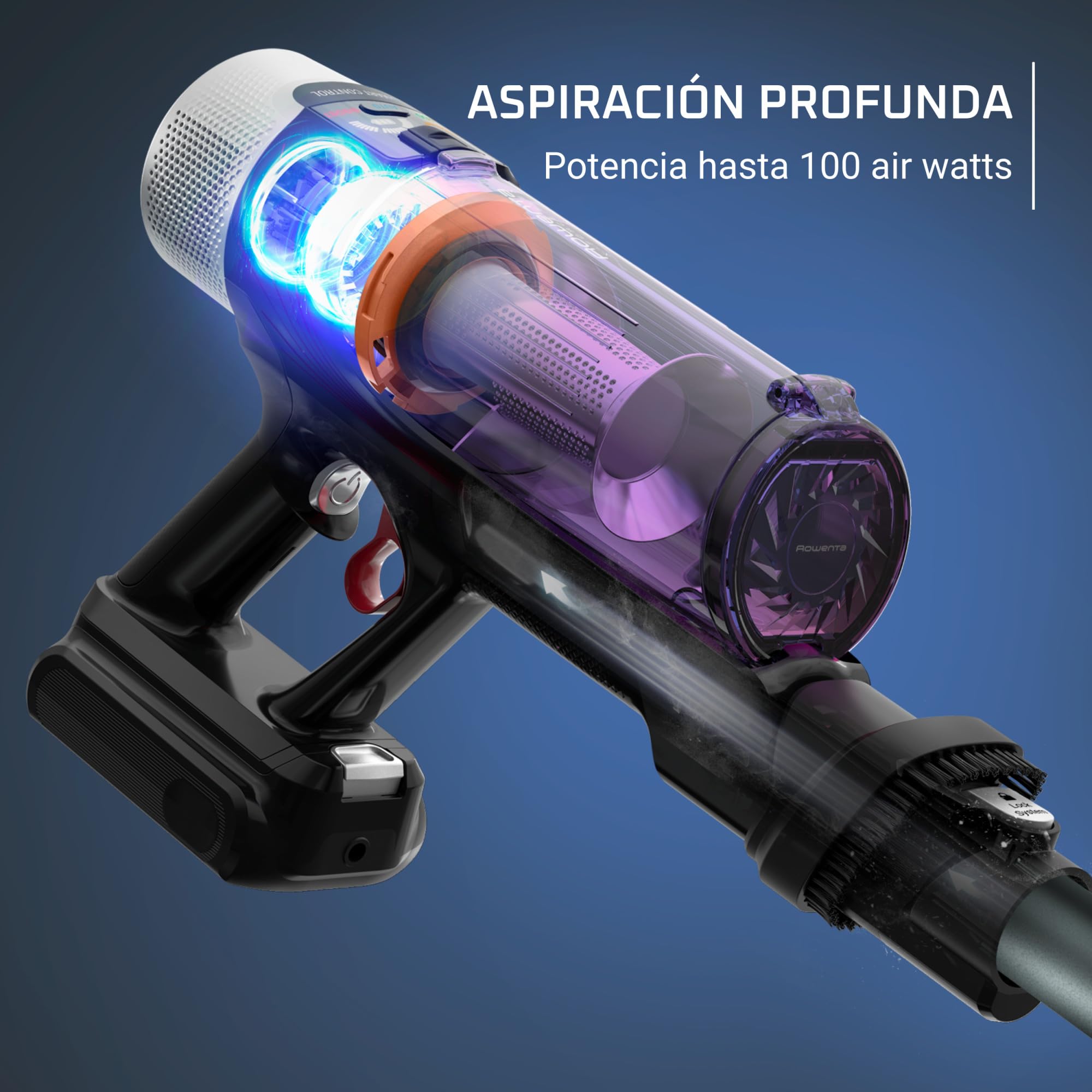 Rowenta X-Force Flex 9.60 Allergy Parquet, Aspiradora escoba sin cable, 100 W, Cepillo para Suelos Duros y Bordes, Tecnología Flex para Acceder a Rincones, Autonomía 45 Minutos, Violeta, RH2047WO