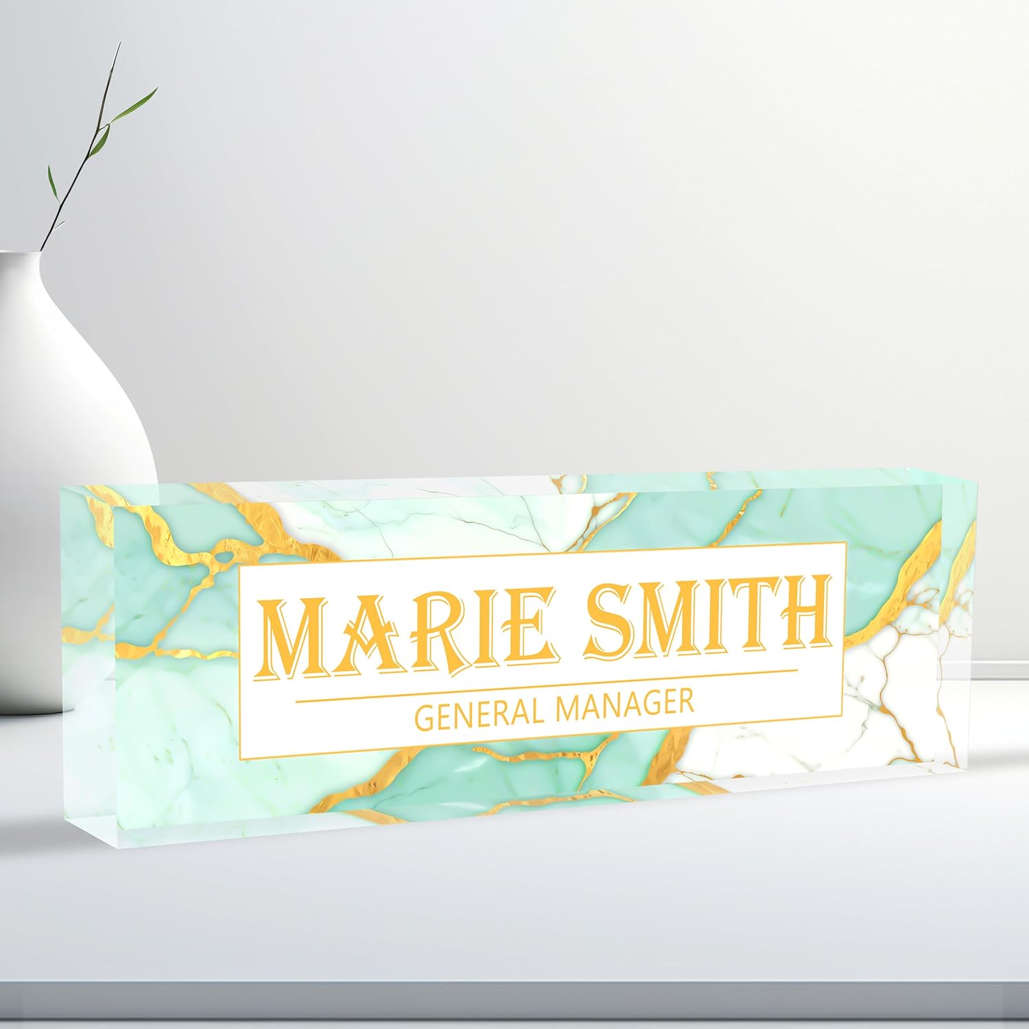 Acrylic Name Plate for Desk, Personalized Office Desk Name