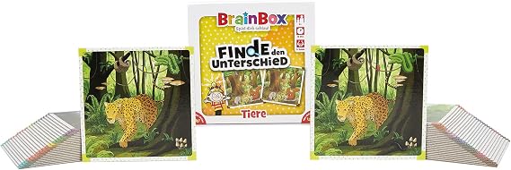 Brain Box 94917 Find the Difference, Animals, Educational Game, Search Game for Children from 6 Years, Multi-Coloured