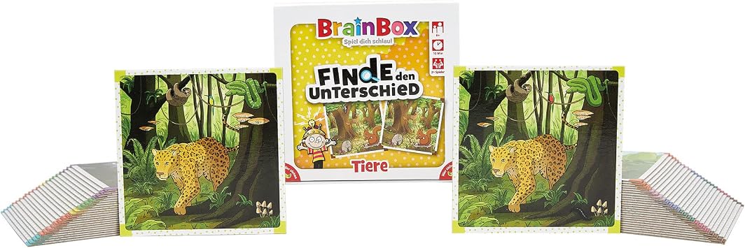 Brain Box 94917 Find the Difference, Animals, Educational Game, Search Game for Children from 6 Years, Multi-Coloured