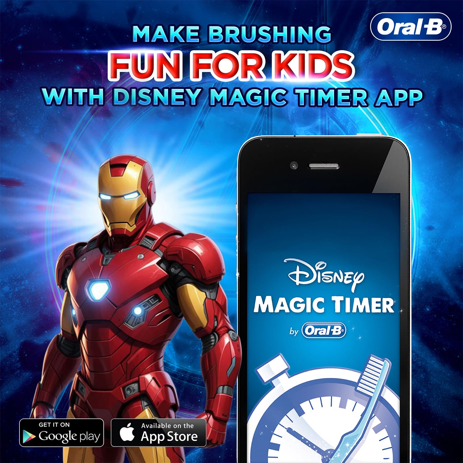 Oral-B Kids Iron Man Battery Electric Toothbrush, 90 Day Battery, 2 Year Warranty by Oral-B, IPX7 Water Resistant, Soft Bristles, Removes 100% More Plaque, 3+ Years - Image 5 thumbnail