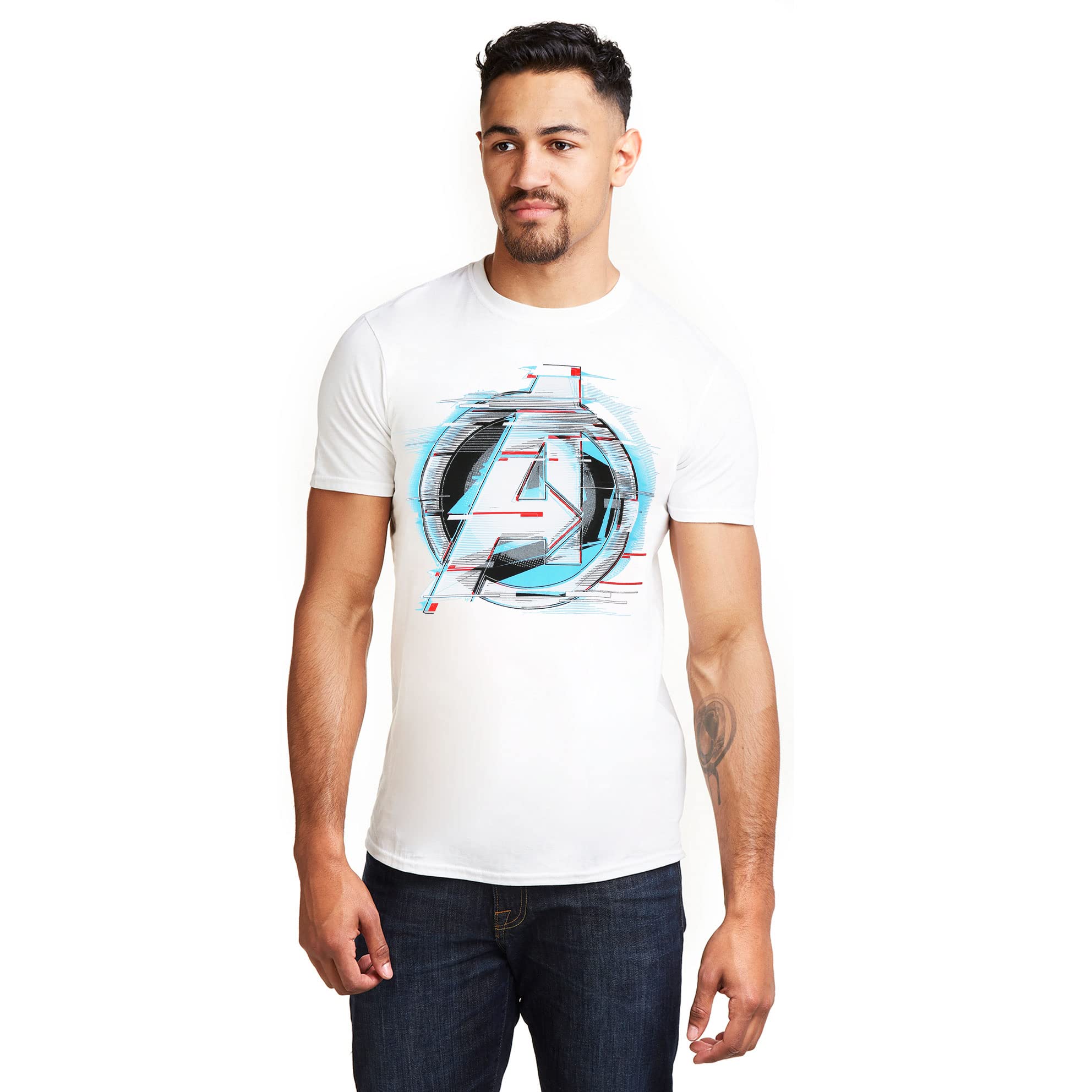 Marvel Men's Endgame Quantum Logo T-Shirt, White (White White), XX (Size:XX-Large)