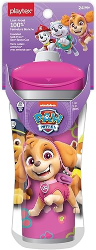 Playtex Sipsters Stage 4 Paw Patrol Spill-Proof, Leak-Proof, Break-Proof Sport Spout Cup for Girls, 12 Ounce - Pack of 1, Pink