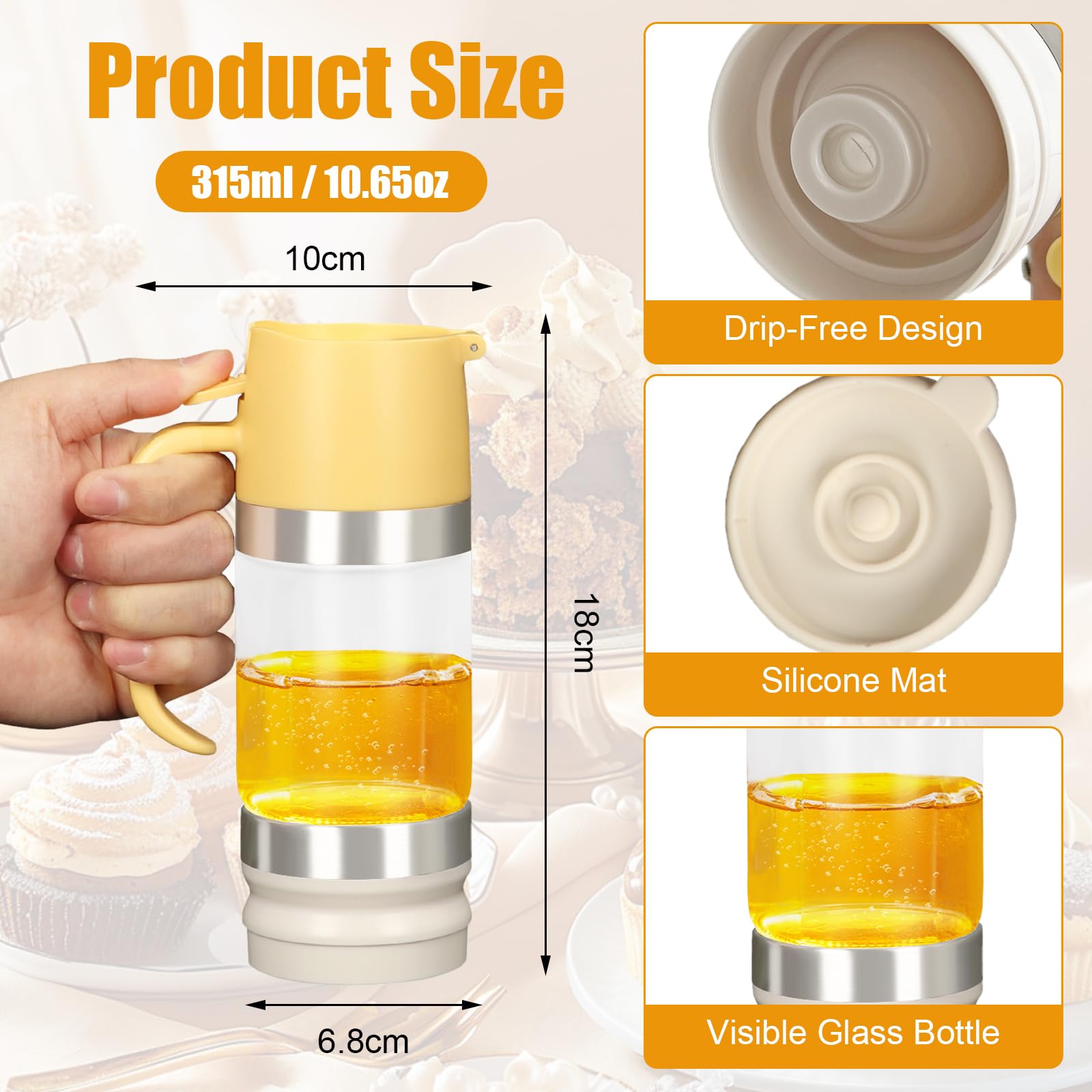 Nicrulp Honigspender Aus Borosilikatglas - Tropffreier Sirup Spender Mit Silikonventil