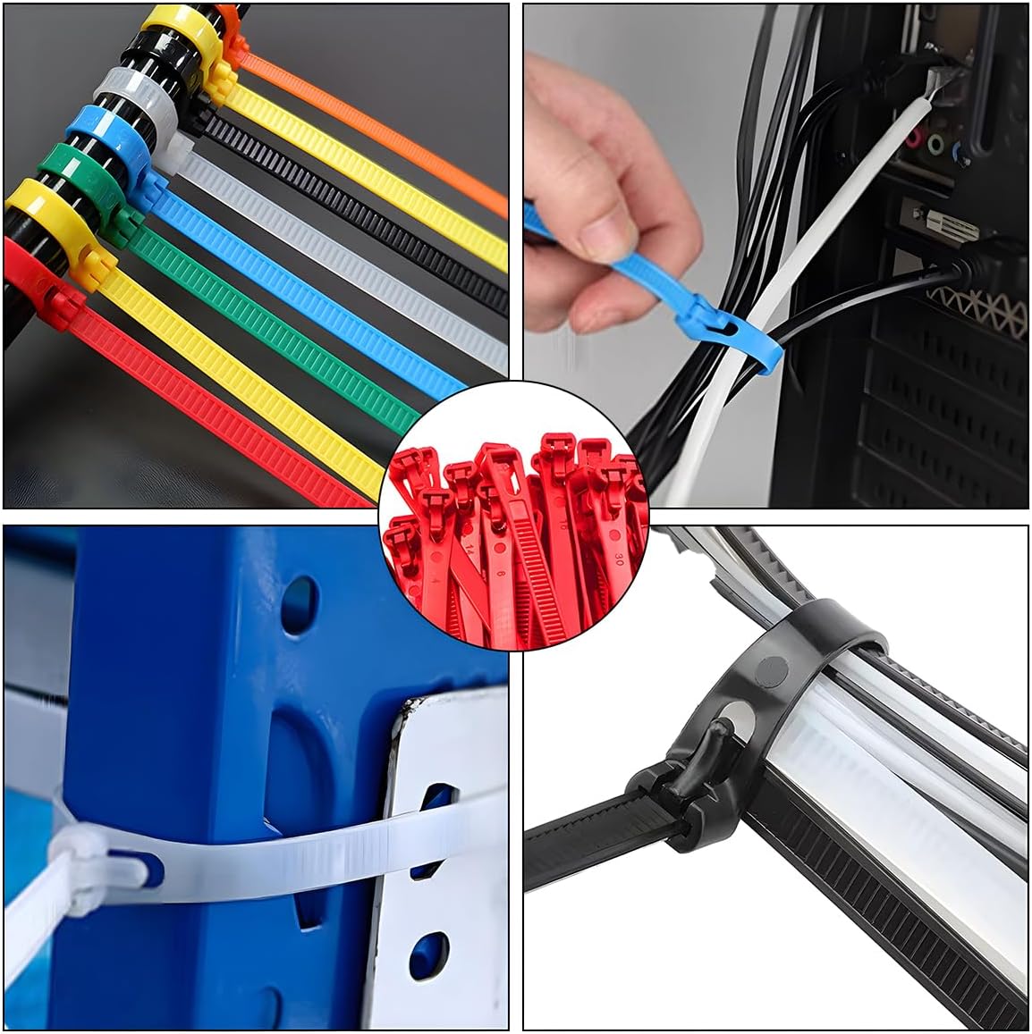 Heavy Duty Zip Ties 6 Inch 250 PCS Red Releasable Reusable, 55lbs Tensile Strength Nylon Cable Ties Adjustable for Cord Management and Garden Secure
