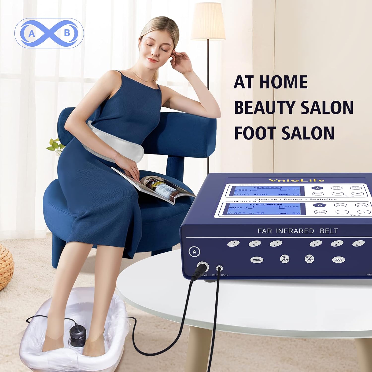 Professional Ionic Foot Bath Detox Machine, Dual Foot Detox Machine for 2 Users with Heating Belt, 5 Detox Mode, Dual Channel, Suitable for Home Beauty Salon Foot Spa Use…