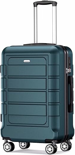 SHOWKOO Kofferset 4 Teilig Familienset Hartschale Leicht ABS+PC Erweiterbar Reisekoffer Haltbar Trolley Handgepäck Sets mit TSA Schloss und 4…