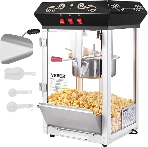 Miniatura 12 de VEVOR Máquina para hacer palomitas de maíz, máquina de palomitas de maíz de 1615 W, hervidor de gran capacidad de 16 onzas con vidrio templado,