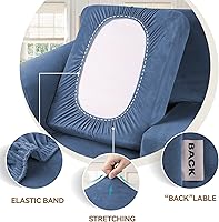 Vista 95 de WEERRW Fundas de terciopelo para sofá de 2 cojines, fundas de sofá de felpa de terciopelo de lujo de alta elasticidad, con parte inferior elástica