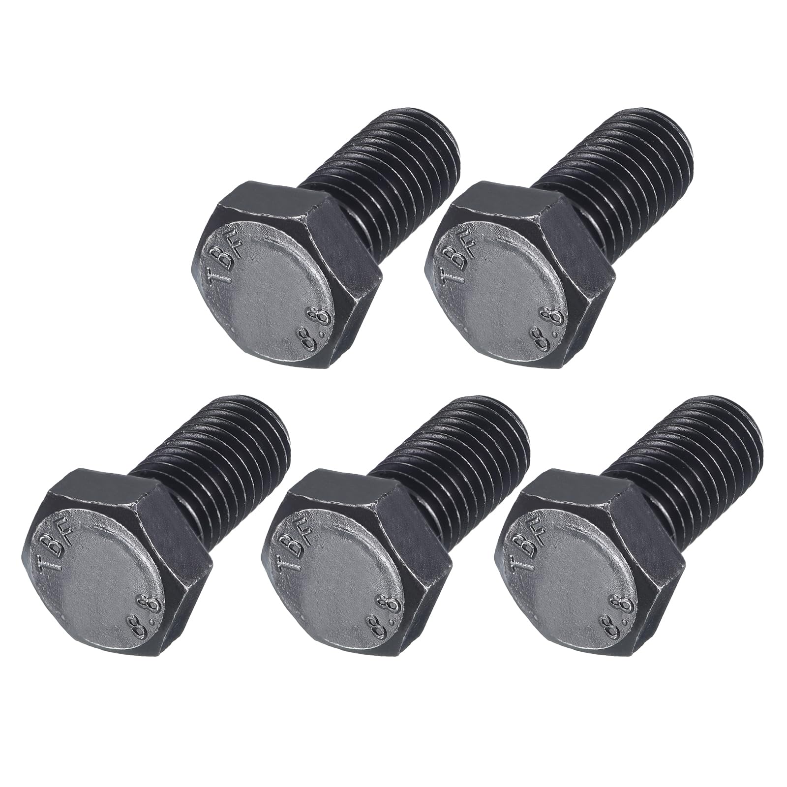 METALLIXITY Hex Bolts (M12-1.75x25mm) 5Pcs, 8.8 Grade Carbon Steel Fully Threaded Black Oxide