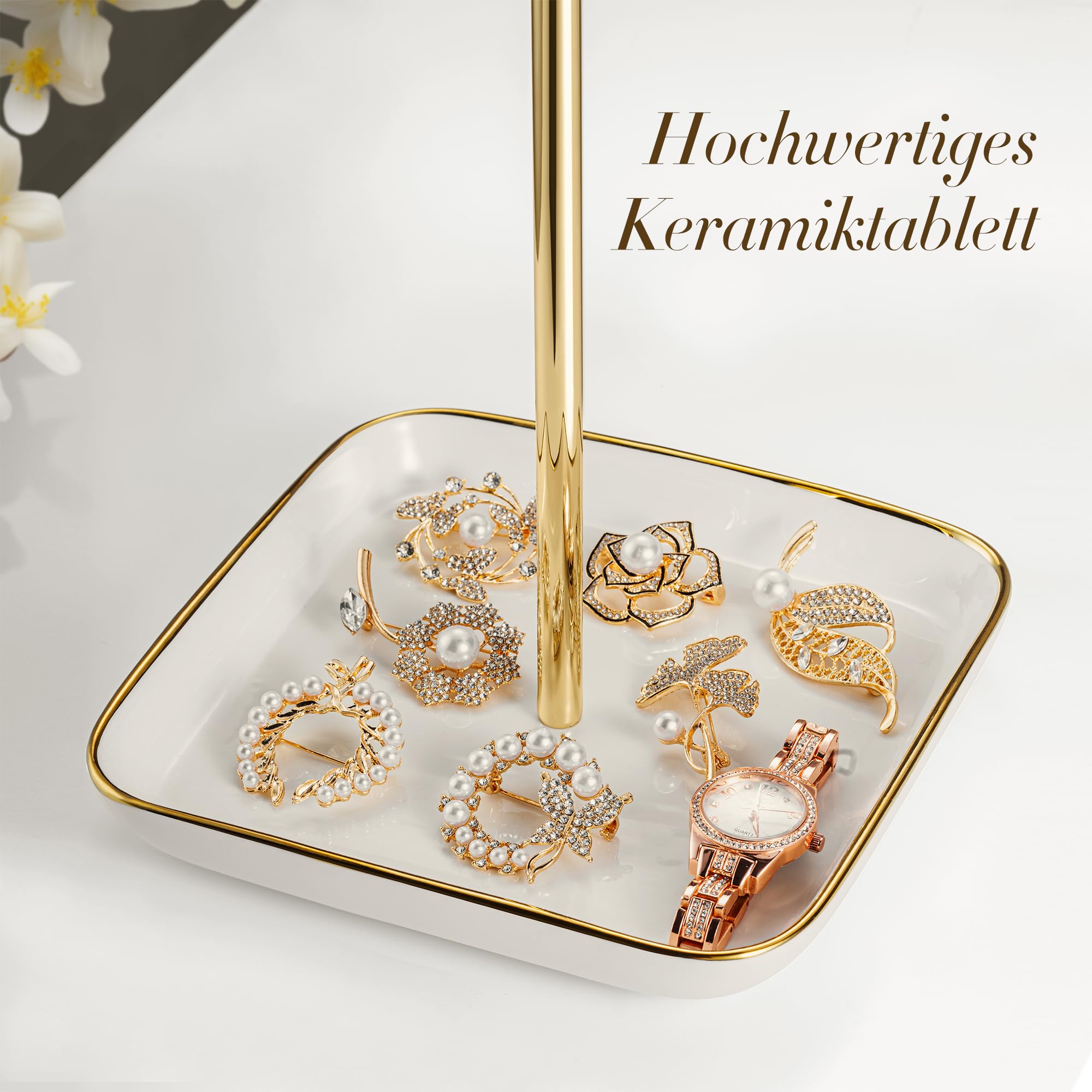 Schmuckständer T-Form - Marmorsockel Für Halsketten & Armbänder