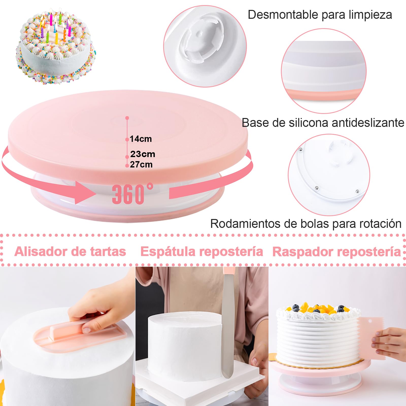 Kit Reposteria y Pasteleria 356pcs, Nifogo Boquillas Manga Pastelera, Plato Giratorio para Tartas, Decoracion Tarta, Accesorios Reposteria