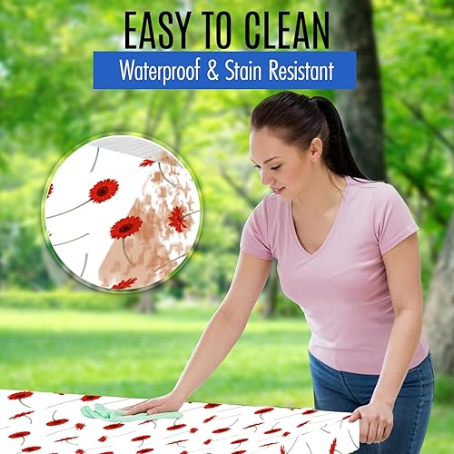 Miniatura 7 de LINPRO Funda de mesa de picnic de alta calidad con fundas de banco, fundas de vinilo ajustables para mesa de picnic con accesorios elásticos de