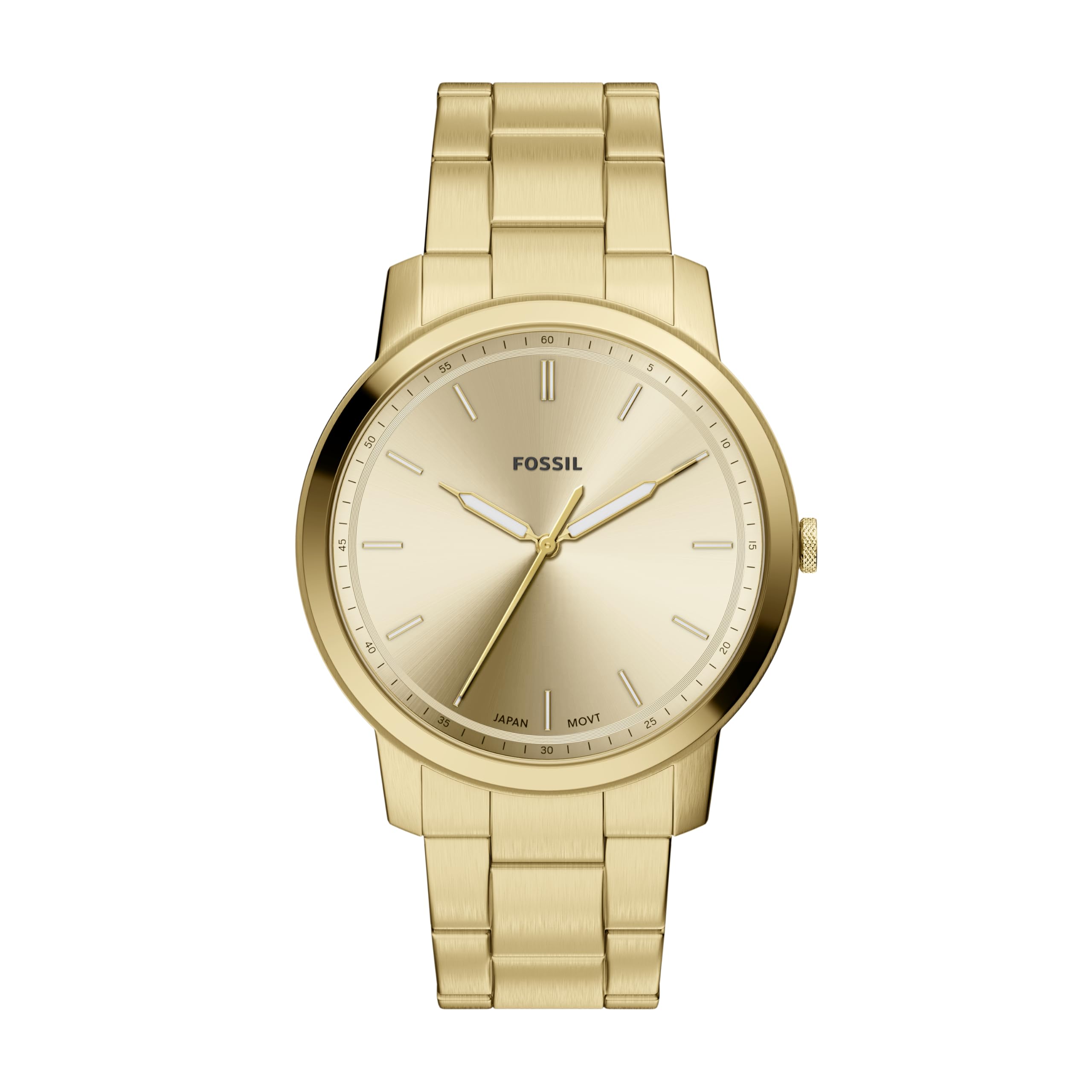 Fossil Men's Minimalist Quartz Stainless Steel Three-Hand Watch for Men Gold