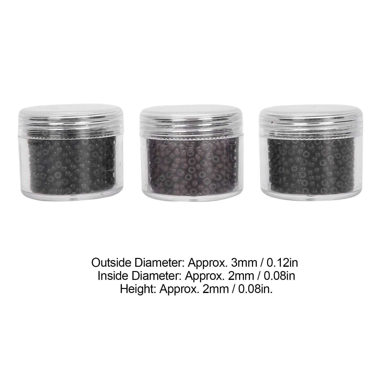 Juego de 3 herramientas de extensión de cabello con microeslabones de silicona de 3,0 mm, nanotubos con forro suave, 3000 unidades de 3 mm/0,12 pulgadas de diámetro exterior de 2
