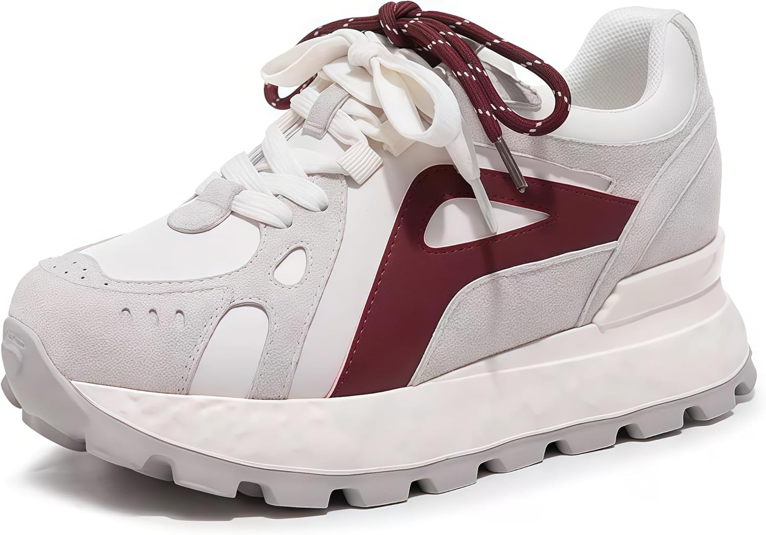 [HanaMark] レディース スニーカー 厚底 8cm 軽量 通勤 通学 コンフォートシューズ 撥水 防滑 疲れにくい 豚革 4