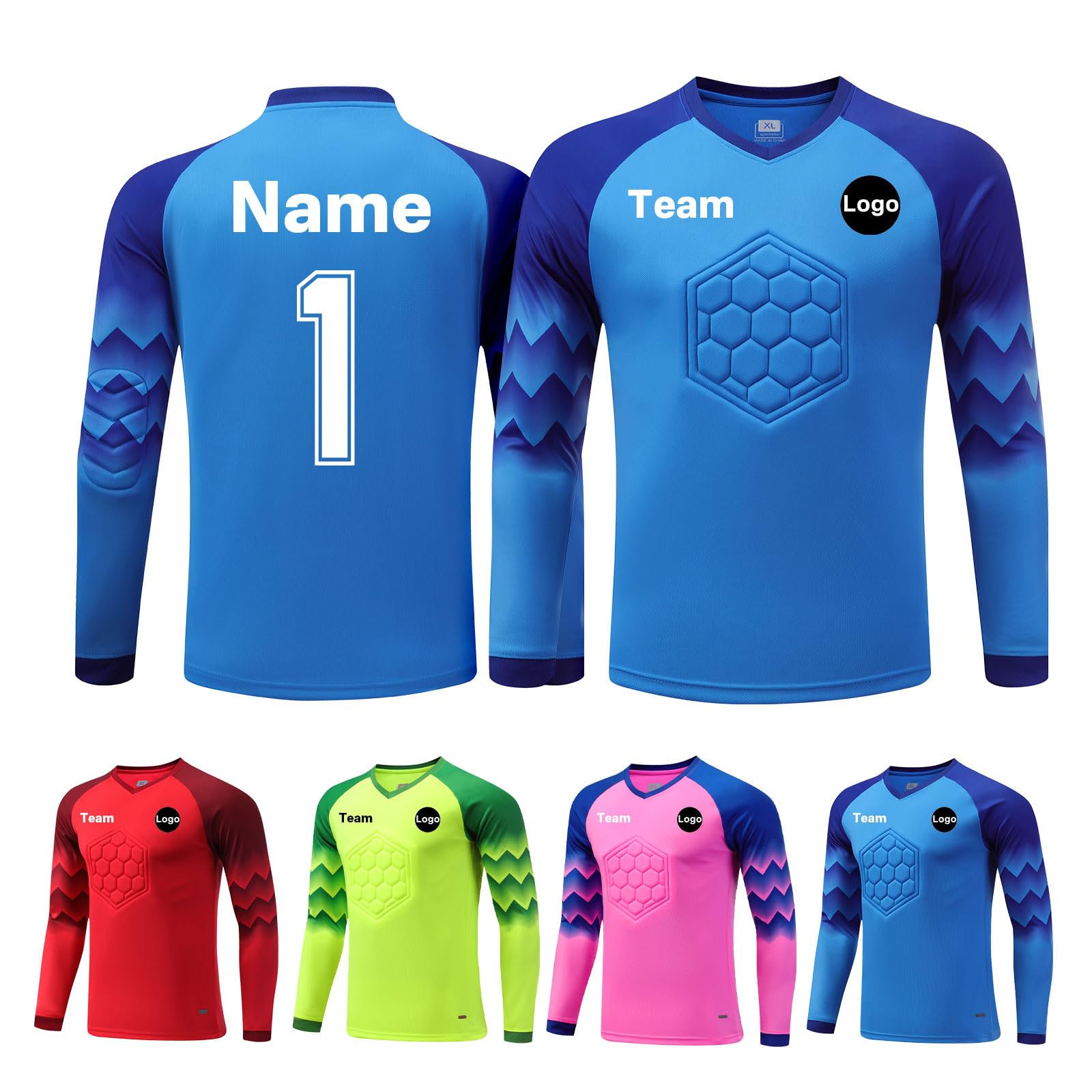 Custom Goalie Jersey for Kids Youth Adult Men Women Personalized Goalkeeper Shirt with Name Number Team Logo