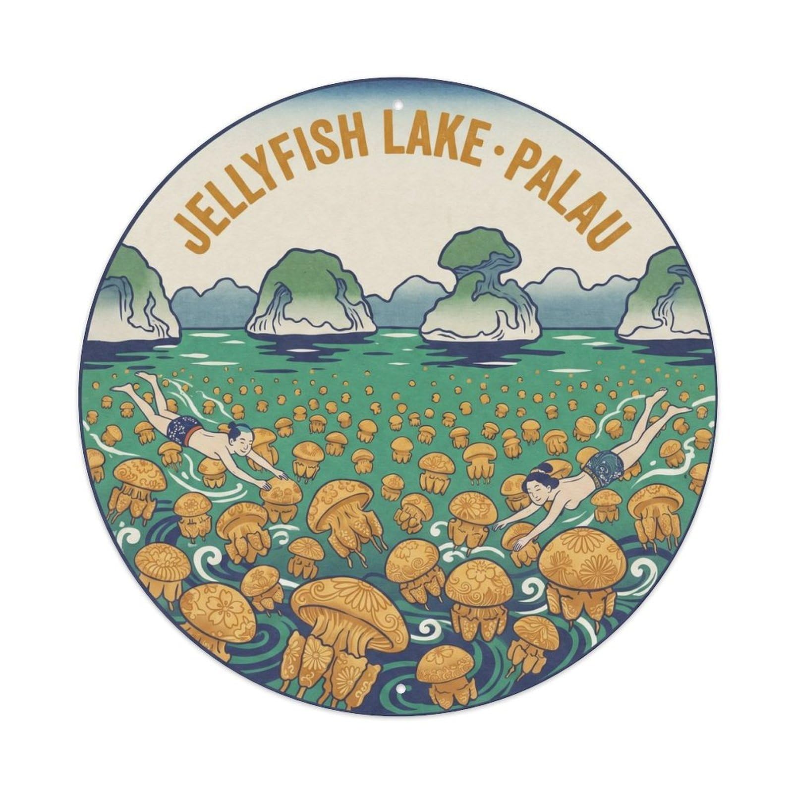Olyhtr 8X8inch Classic Style Swimmer Palau Jellyfish Lake Marine Travel Reef Metal Tin Sign