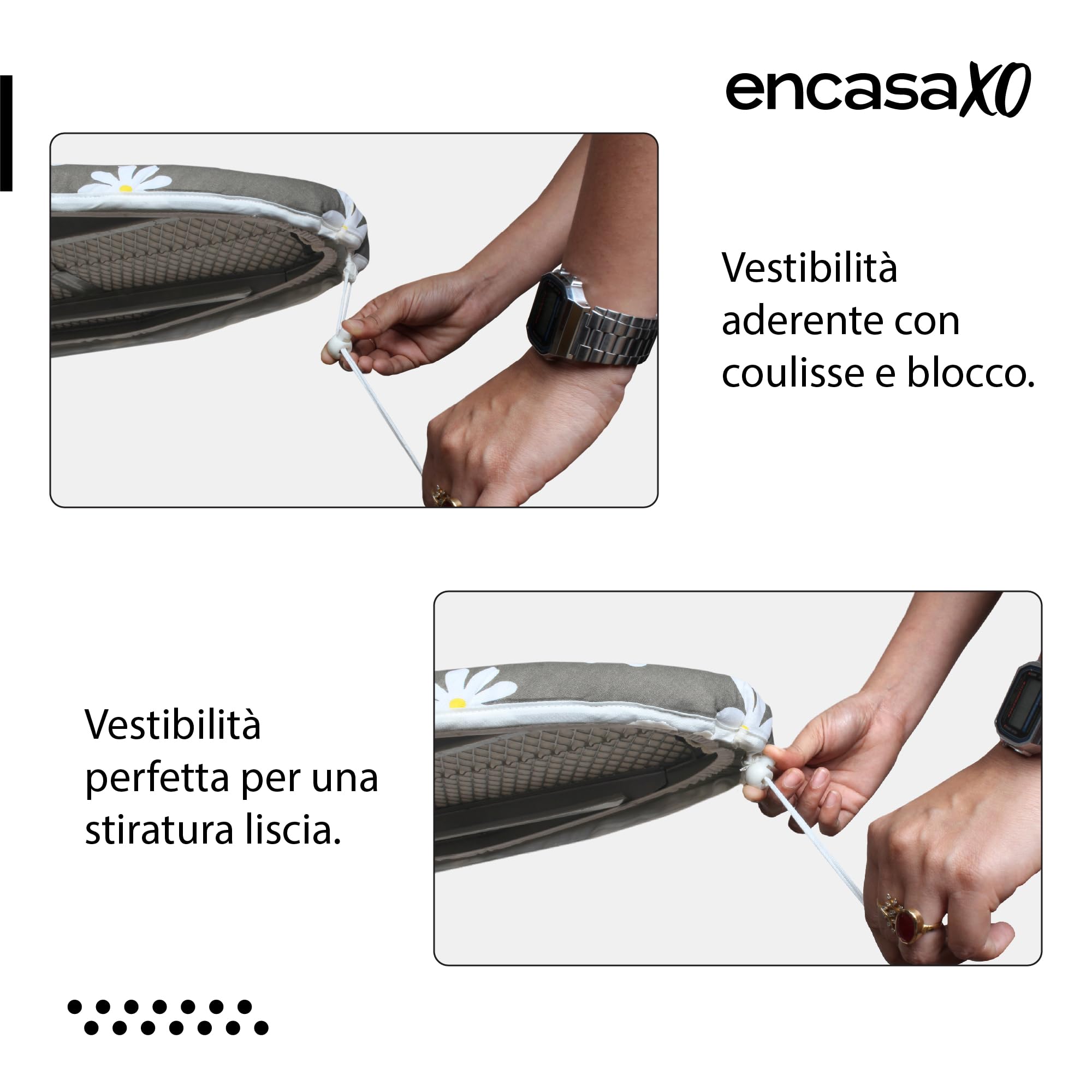 Encasa XO Di Ricambio Copri Asse Da Stiro Con Imbottitura In Feltro Da 3 mm, Coulisse Di Serraggio (Si Adatta A Schede Medium Di 125x39 cm) Riflettente Al Calore, Stampato - Grandi foglie verdi