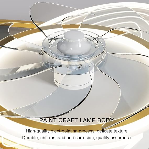 LED Ceiling Fan with Lamp, Modern Invisible Fan Ceiling Light Ultra-Quiet Ceiling Fan with Lighting LED Dimmable with Remote Control Ceiling Lamp with Fan for Dining Room Living Room Lighting (58CM)
